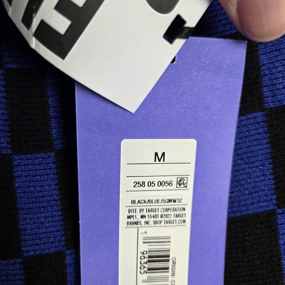 Future Collective Stretch Aline Midi Skirt M Black Blue Check Plaid Party NWT - Picture 7 of 12